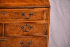 Inlaid burl walnut 2 part slant front secretary; 68-6921