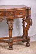 Carved walnut serpentine front 3 drawer sideboard; 74-12809A