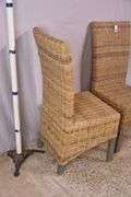 Pair of A & B Home woven dining chairs with distressed finish legs; 579-748B