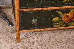 Decorated bamboo 4 drawer chest; 74-12796