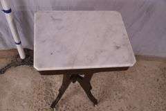 Eastlake style side table with marble top; 28-2718