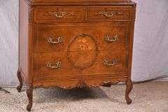 Inlaid walnut French style chest on chest with fitted interior; 68-6878A
