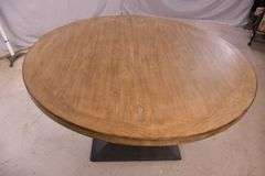 Nest Home round distressed top dining table with black metal base; 579-717