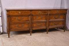 Henredon inlaid walnut 9 drawer triple dresser; 68-6865B