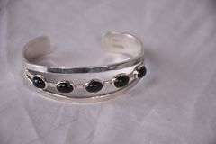 Sterling silver bracelet with sapphire stones; 155-1083
