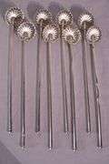 Set of 8 sterling silver shell-shaped sipper stirrers; 971-275