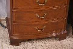 Pair of Ethan Allen inlaid mahogany 4 drawer bowfront bedside chests; 68-6897D