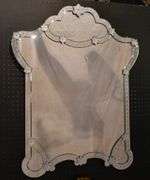 Venetian mirror with etched mirror surround; 68-6949