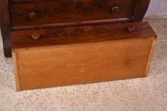 Early crotch mahogany 4 drawer chest with backsplash; 68-6860