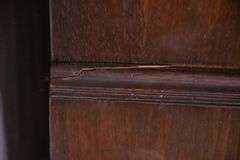 Inlaid burl walnut 2 part double bonnet top slant-front secretary; 68-6853