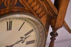 Winterhalder & Hofmeier Victorian era clock with carved oak case; 1086-017