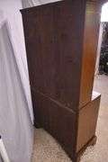 Early inlaid mahogany step-back secretary with flip-over writing board; 68-6992
