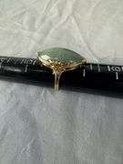 14kt gold ring with marquis jade stone; 13227-016