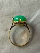 14k gold solitaire chrysoprase cocktail ring; 13227-015