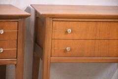 Pair of walnut mid-century style single drawer side tables; 68-6814C