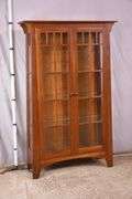 Ethan Allen cherry Arts & Crafts style 2 door display cabinet; 68-6862