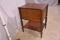 Ethan Allen mahogany two-tier 2 drawer side table; 74-12761
