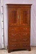 Ethan Allen tall inlaid crotch mahogany gentleman's chest; 68-6897B