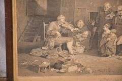 Framed vintage engraving "The Blind Fiddler" by David Wilkie; 336-4476