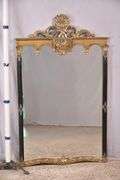 Carolina Mirror Co. large mirror with ornate black and gold frame; 1116-720