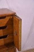 Henredon inlaid walnut chest on chest with fitted interior; 68-6865A