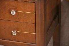 Pair of walnut mid-century style single drawer side tables; 68-6814C