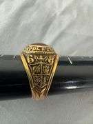 Ladies' 10kt gold Barnwell Highschool 1968 class ring with ruby center stone; 13227-027