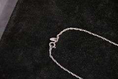 14kt white gold sapphire and diamond drop-pendant with Gorham sterling silver chain; 13227-007
