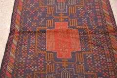 3.7'x6.7' hand knotted vintage Persian Baluchi rug with navy field; 40-156751