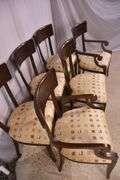 Set of 6 Milling Road by Baker distressed dining chairs; 68-6879