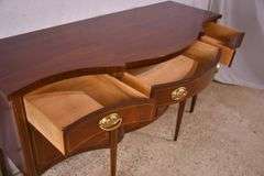 Baker inlaid mahogany serpentine front sideboard; 68-6955