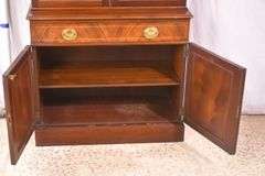 Inlaid crotch mahogany china cabinet; 74-12774