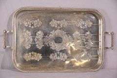 Large silverplate serving tray with reticulated gallery; 4171-022