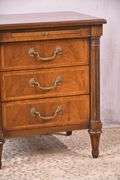 Henredon inlaid walnut 3 drawer bedside chest with brushing slide; 68-6865C