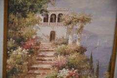 Small framed Mediterranean scene print; 1037-1137