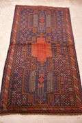 3.7'x6.7' hand knotted vintage Persian Baluchi rug with navy field; 40-156751