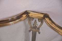 Large gold metal coffee table with glass top; 68-6890