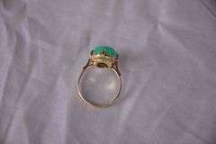 14k gold solitaire chrysoprase cocktail ring; 13227-015