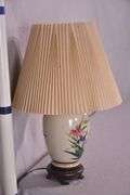 Oriental style floral ceramic lamp with shade; 17216-138