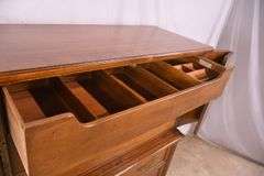 Henredon inlaid walnut chest on chest with fitted interior; 68-6865A