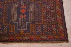 3.7'x6.7' hand knotted vintage Persian Baluchi rug with navy field; 40-156751