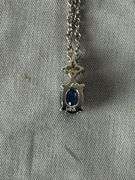 14kt white gold sapphire and diamond drop-pendant with Gorham sterling silver chain; 13227-007