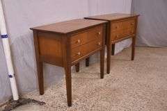 Pair of walnut mid-century style single drawer side tables; 68-6814C