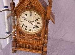 Winterhalder & Hofmeier Victorian era clock with carved oak case; 1086-017