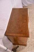 Baker burl walnut 4 drawer bachelor's chest with brushing slide; 68-6851
