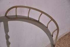 Oval two-tier iron server with glass top and shelf; 74-12789