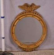 Round porthole mirror with gold eagle frame; 68-6820
