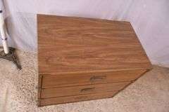 Bernhardt oak campaign style 3 drawer bachelor's chest; 68-6816C