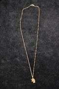 R&B 10kt gold necklace with unicorn head pendant; 13227-020