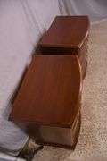 Pair of Ethan Allen inlaid mahogany 4 drawer bowfront bedside chests; 68-6897D